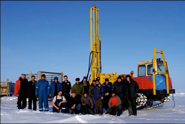 Winter fieldwork in the Laptev Sea (Photos: I. Semiletov and A. Koshurnikov)